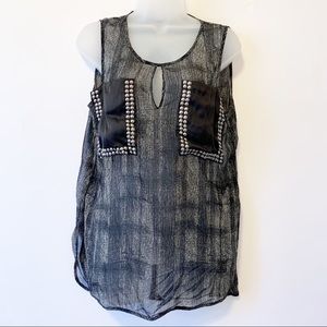 Lauren Vidal sheer tank top L